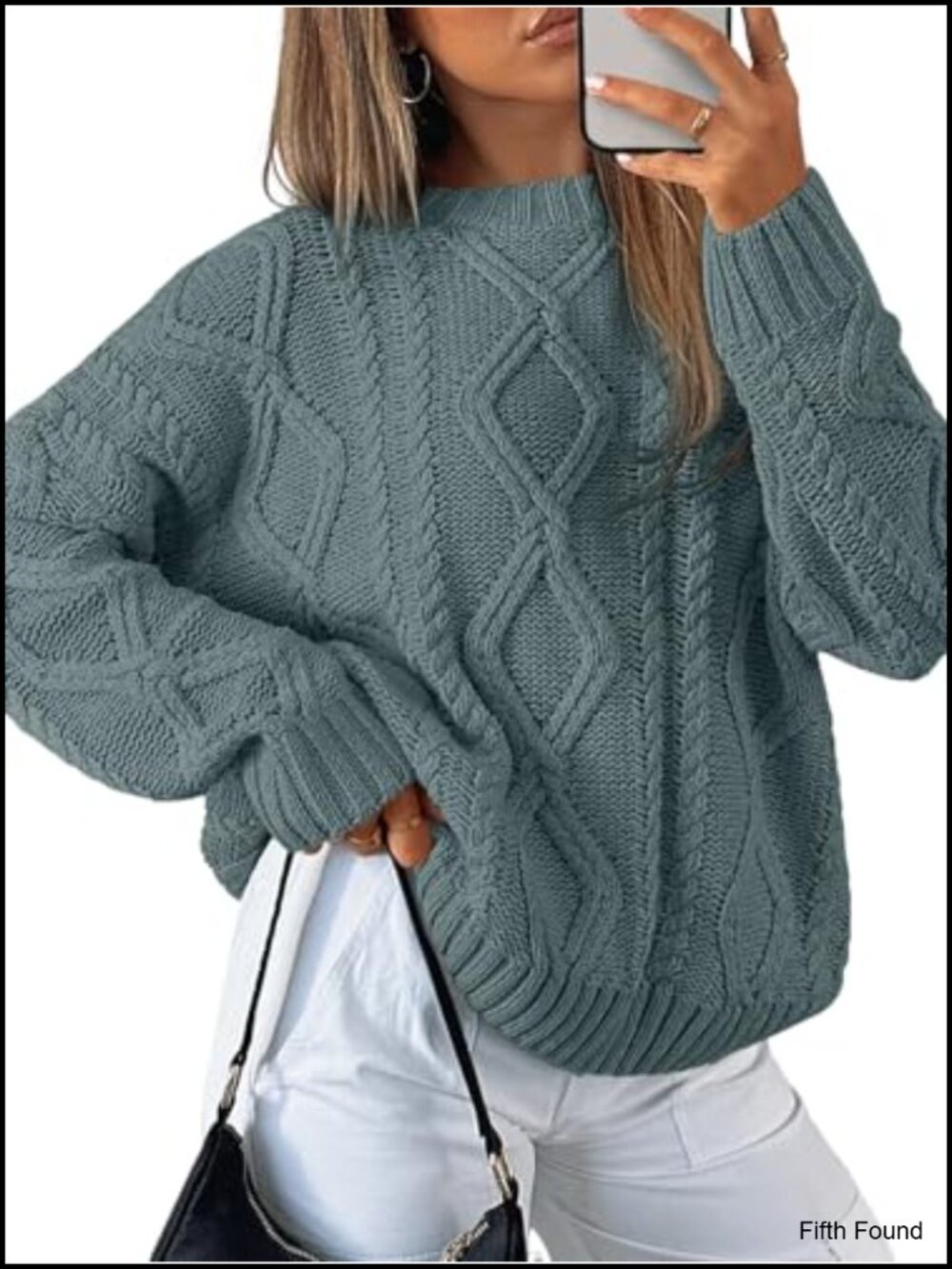 Oversized Cable Knit Sweater Women's Pullover Crew Neck Long Sleeve